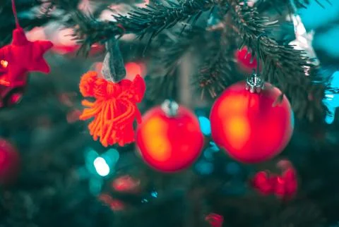 Christmas  decorations on tree Stock Photos