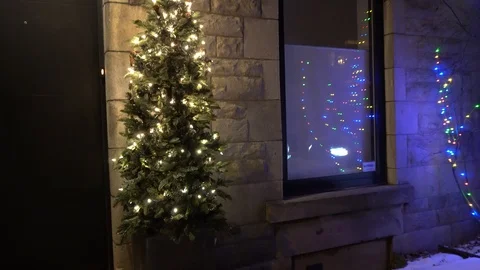 Christmas Decorations On Wall And Tree 스톡 동영상 122010815