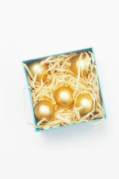 Christmas decorations on white background isolate, copyspace, flatley Stock Photos