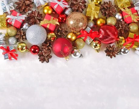 Christmas decorations on a white Foto stock