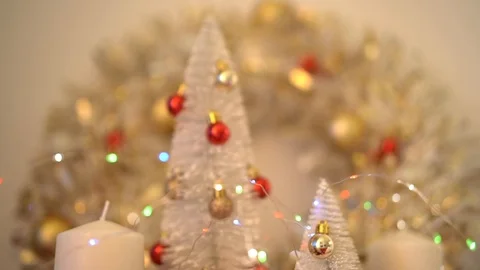 Christmas decorations with white tree Stock Footage 119598553