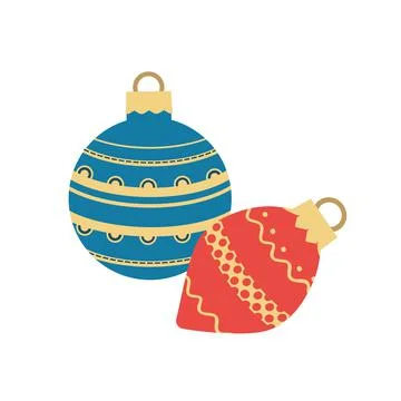 Christmas decorative balls simple vector icon Stock Illustration