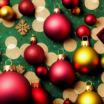 Christmas decorative composition with red shiny Christmas balls Stock Illustration