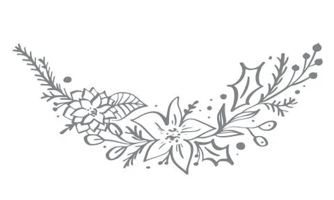 Christmas decorative corner elements design with floral leaves and branches in Stock Illustration