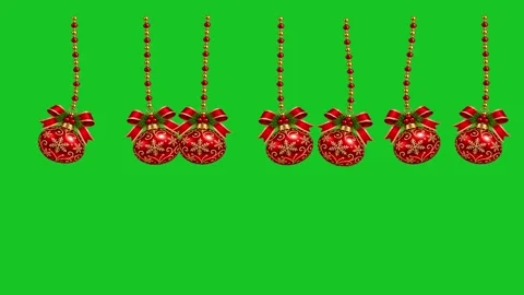 Christmas decorative ornaments motion graphics with green screen background Stock Footage 345694494