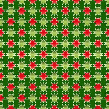 Christmas decorative seamless vector background - green and red stars Stock Illustration