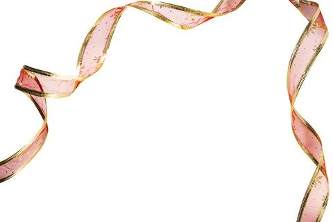 Christmas decorative string ribbon waves and swirls isolated on white backg.. Stockfoto's