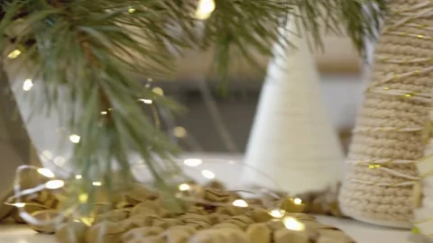 Christmas decotations on kithen table. Christmas gingerbread. New Year's swee Stock Footage 164577397