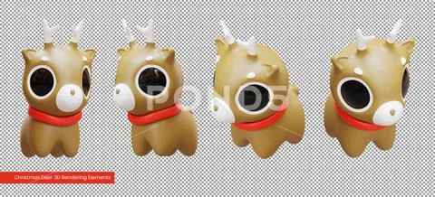 Christmas Deer 3D Rendering Elements PSD Template