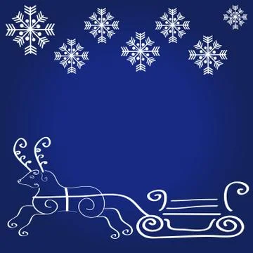 Christmas deer on blue background Stock Illustration