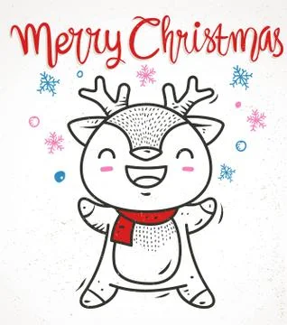 CHRISTMAS DEER DOODLE VECTOR Stock Illustration