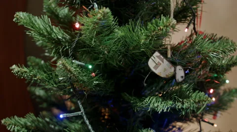 Christmas deer hanging in branches close up Stock-Footage 67851850