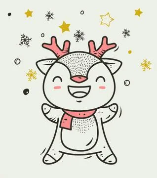 CHRISTMAS DEER ISOLATED 스톡 일러스트