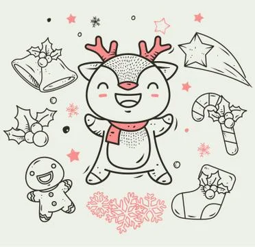 CHRISTMAS DEER ISOLATED Stock Illustration