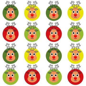 Christmas deer seamless pattern. Cute deer animal Stock Illustration