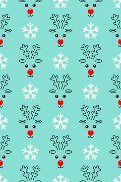 Christmas deer seamless pattern. Cute deer snow Stock Illustration