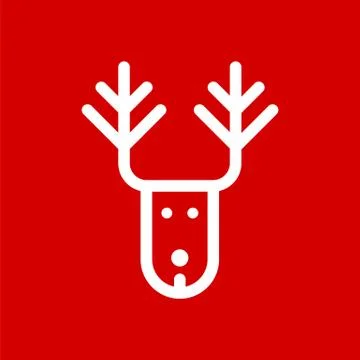 Christmas deer simple flat icon vector illustration Stock Illustration