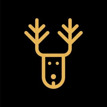 Christmas deer simple flat icon vector illustration Stock Illustration