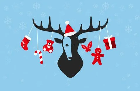Christmas deer, wearing something, cool style Stock Illustration