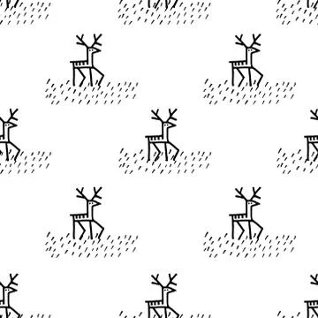 Christmas deers. seamless pattern Stock Illustration