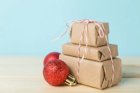 Christmas delivery concept - stack of presents, on santa sled Stock Photos