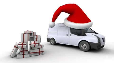 Christmas delivery van Stock Illustration