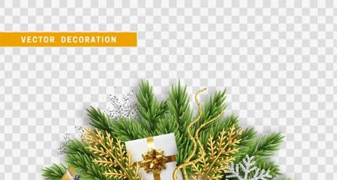 Christmas design. Composition with Xmas decorations. Stock Illustration