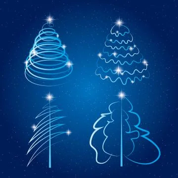Christmas design elements. The background is blue. Stock Illustration