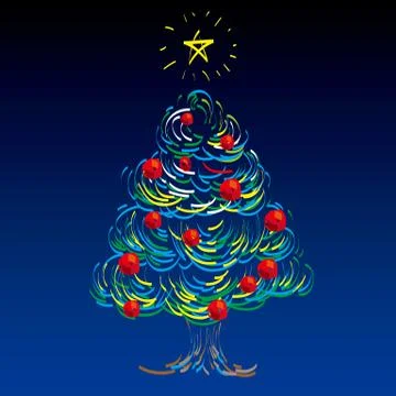 Christmas design elements. The background is blue. Stock Illustration