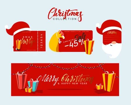 Christmas design elements, banners, labels. Xmas sale Illustrazione stock