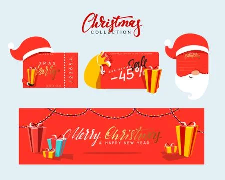 Christmas design elements, banners, labels. Xmas sale Illustrazione stock