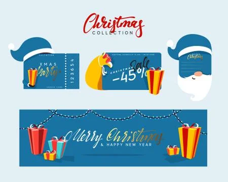 Christmas design elements, banners, labels. Xmas sale. Santa letter paper Illustrazione stock