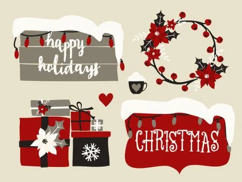 Christmas Design Elements Collection Stock Illustration
