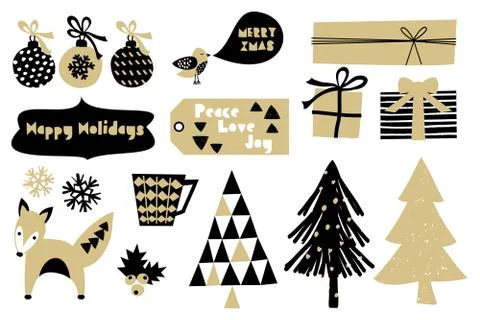 Christmas Design Elements Collection Stock Illustration