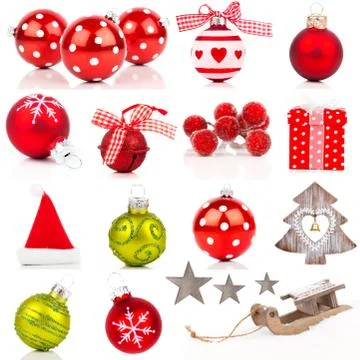 Christmas design elements collection isolated on white Stock Photos