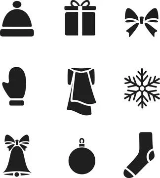 Christmas design elements icon. Holiday accessories. Stock Illustration