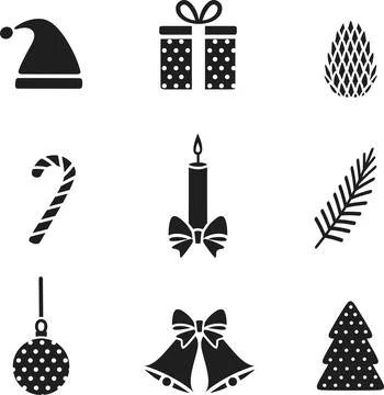 Christmas design elements icon. Holiday accessories. Stock Illustration