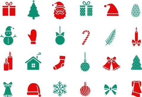 Christmas design elements icon. Holiday accessories. Illustrazione stock