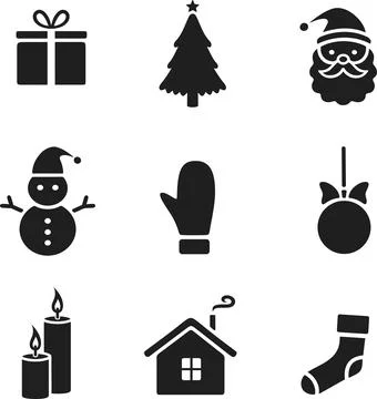 Christmas design elements line icon. Holiday accessories. Stock Illustration