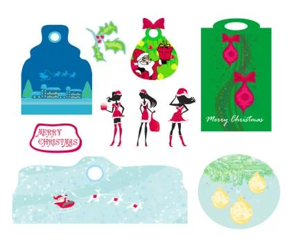 Christmas design elements with santa claus - set Stock Illustration