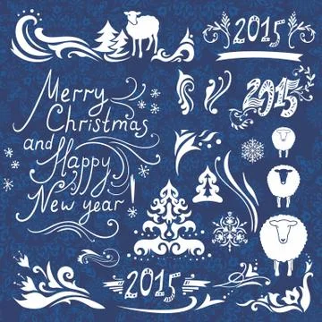 Christmas design elements set Stock Illustration