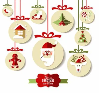 Christmas design icons set. Vector background. Stock Illustration