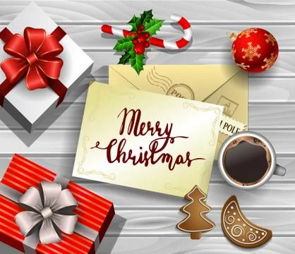 Christmas design on wood Stock Illustration