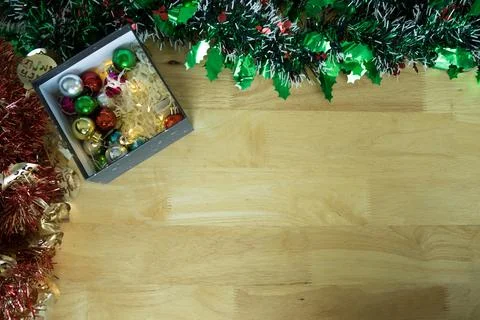 Christmas Diagonal Layout with Extra Tinsel Accent Stock Photos