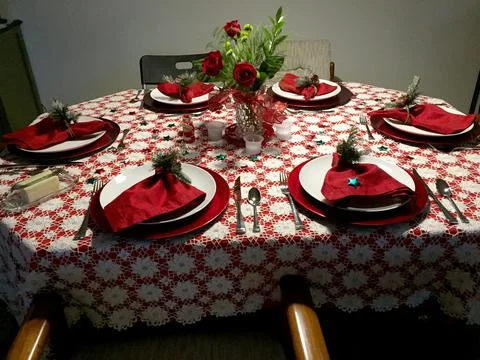 Christmas diner table Stock Photos