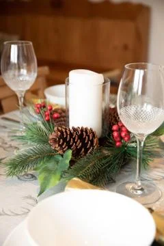 Christmas dining table setup theme Foto stock