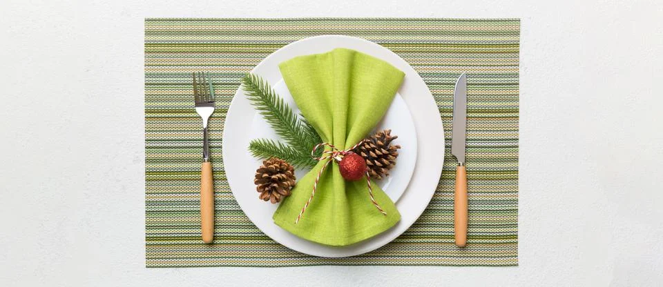 Christmas dinner background with rustic decorations and kitchen utensil . Vie Stock Photos