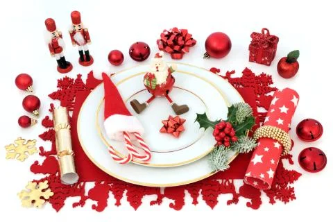 Christmas Dinner Fun Table Setting Stock Photos