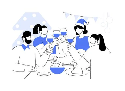Christmas dinner isolated cartoon vector illustrations. Ilustración de archivo
