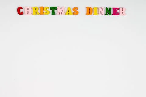 Christmas Dinner menu template on white background. Copy space for text Stock Photos